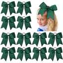 12 PCS 8" Large Cheer Bows Green Girl Hair Bows Cheerleading Softball Bow Hair Ties Hair Accessories for cheerleaders football Competition Sports