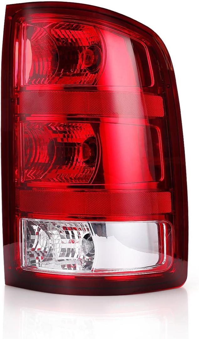 OKLPF rear brake tail light compatible with 2007-2014 gmc sierra 1500 2500HD 3500HD replace gm2801208, 25958485,replace red taillight assembly,included bulbs and harness,right passenger side