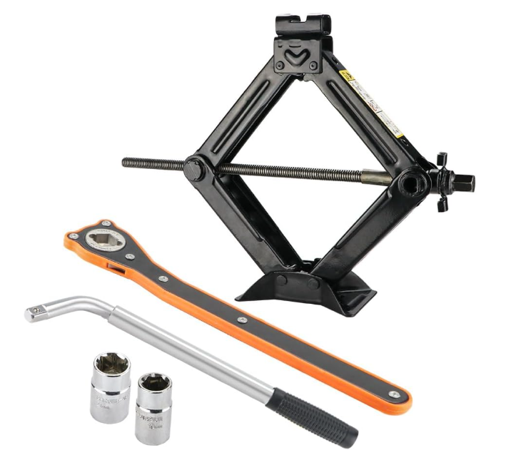 VonLux Car Jack Kit - Scissor Jack 2 tons with Speed Handle + Labor-Saving Jack Ratchet Wrench + Extendable Wheel Wrench with 2 Sockets, Lift Jack Tyre Repair/Change Tool Kit for Cars Trucks