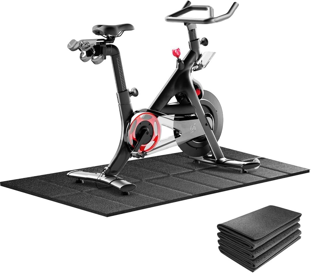 THAILE Exercise Bike Mat, Compatible with Peloton Bikes, 63"x30", Bike Trainer Mats, Mat for Indoor Stationary Spin Bikes Treadmill Walking Pad on Hardwood Floor Carpet Protector