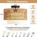 Somniferous Rattan Ceiling Light Fixture, Boho Flush Mount Ceiling Light with Double Drum Shade, Farmhouse Woven Light Fixture for Bedroom, Living Room, Kitchen, Hallway, Entryway, 12.6”, E26 Base, 12.6 x 9.25 inches
