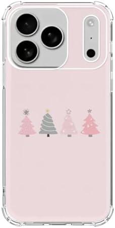 Ospavbinez Cute Pink Christmas Tree Phone Case Compatible with iPhone 17 Pro Max, Winter Christmas Phone Cover for iPhone 17 Pro Max