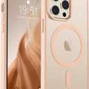 SUPFINE Magnetic for iPhone 14 Pro Max Case (Compatible with MagSafe) (Military Grade Drop Protection) Slim Translucent Matte Shockproof with Anti-Fingerprint Phone Case,Sand Pink