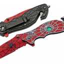 SZCO Supplies 8 Red Spider Web Assisted Open EDC Rescue Folding Knife