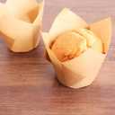 150pcs Tulip Cupcake Liners Natural Baking Cups Muffin Paper Liner Grease-Proof Wrappers for Wedding, Birthday Party, Standard Size, Natural Color