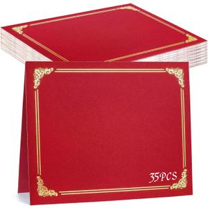 gisgfim 35Pcs Certificate Holders Diploma Covers Single Sided Gold Foil Border Award Certificate Covers for Letter Size 8.5x11 Certificates Cardstock Document Papers Storage Organizer (Bright red)