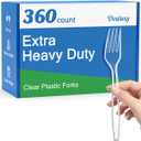 360 Count Extra Heavy Duty Clear Plastic Forks Disposable, BPA-Free, Heat Resistant, Solid and Durable Disposable Forks Bulk, Premium Plastic Forks heavy duty for Party Supply