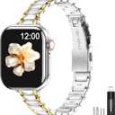 MioHHR Thin Metal Bands Compatible with Apple Watch Band Ultra3/2/1 Series 11 10 9 8 7 6 5 4 3 2 1 SE3/2/1,Slim Narrow Stainless Steel Strap for Women iWatch 49mm 46mm 45mm 44mm 42mm 41mm 40mm 38mm (Silver/Gold)