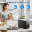 Countertop Ice Makers Machine, Portable Ice Machine Producing 9 Ice Cubes Within 6 Mins, Bullet Ice, Compact Mini Ice Maker Appliance for Home Kitchen Camping (Somber)