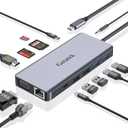 Getatek12-in-1 Docking Station with 4K HDMI,VGA,Ethernet,USB A 3.0 Data Port and USB C 5Gbps Port,100W PD Charging,SD/TF/MS Card Reader and 3.5MM Audior for MacBook, Acer, Laptops, Surface and More
