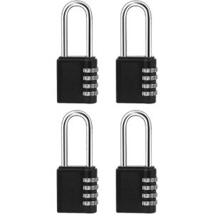 Waterproof Combination Lock 4 Pack - Resettable 4 Digit Outdoor Combo Padlock for Gym Locker, Fence, Gate, Toolbox, Storage Shed, Backpack | No Key Needed, Cut-Resistant & Weatherproof (4 Extended)