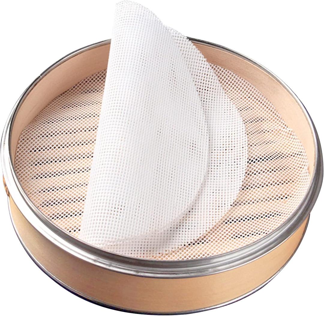 GUCUJI 7 Inch Silicone Bamboo Steamer Liners - Non-Stick, Reusable Steamer Mesh Mats for Steamed Buns, Dumplings, veggies, Dim Sum, Momo, Rice, and fish - Food Grade BPA Free (4Pcs)