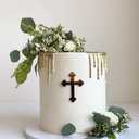 10pcs Acrylic Baptism Cross Cake Topper, Mirror Cross Cake Decor, Gold Holy Communion (4'', Silver Mirror)