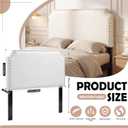Colingmill 40 Inch Twin Headboard with 2 Outlets White Leather Adjustable Twin Headboard with Nailhead Trim and Curved Shape Bed Head Board for School College Dorm Guest Rooms