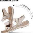 Womens Sandals Arch Support Flat Sandals Adjustable Comfy Orthotic Sandals for Women Summer Walking Shoes for Beach,Travel