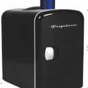 Frigidaire Mini Personal Fridge Cooler, 4L Capacity Chills Six 12 oz Cans, Portable & Compact, AC Plug & 12V Car Charger  Black