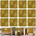 RIDDSEE Autumn Collection Artificial Fall Flower Wall Panels - 12-Piece Set of 15x15inch Gold Silk Roses Flowers Wall Backdrops for Fall Weddings Thanksgiving Background and Seasonal Home Elegance