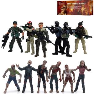 Army Soldiers VS Zombie Toys Action Figure Set 12PCS, 3.9IN