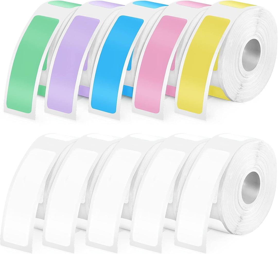 1600 Pcs Label Tapes Compatible with D30 Label Printer Laminated Labeling Stickers Thermal Labels for Home Office, Colorful 12 x 40 mm
