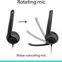 Logitech H391 Wired Headset for PC/Laptop, Stereo Headphones with Noise Canceling Microphone, USB-C, in-Line Controls, Works with Chromebook - Graphite