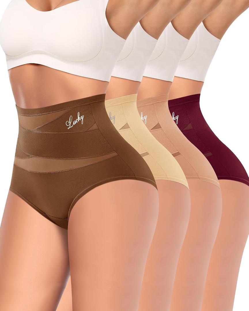 Women's High Waisted Underwear Full Coverage Compression Briefs 4/5 Packs Panties Postpartum Comfortable (Purple, L)