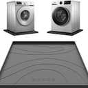 Washing Machine Drain Pan Silicone mat,Large 26.5" X 26.5" Non-Slip Waterproof Washer Drip Tray, Raised Edge Drip Mat for Under Dryer or Washer, Anti-Vibration,Floor Leak Protector for Laundry Room (Grey)