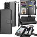 Galaxy A52 Case, Galaxy A52S 5G Wallet Case, Tekcoo Luxury PU Leather Cash Credit Card Slots Holder Carrying Folio Flip Cover [Detachable Magnetic Hard Case] Kickstand for Samsung A52 A52S [Black]