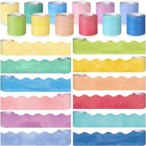 Zhanmai 590ft Classroom Bulletin Board Borders Sets, 12 Rolls Borders for Bulletin Board Scalloped Trims Decoration for Fall School Office Chalkboard Whiteboard Poster Decor(Rainbow Color)