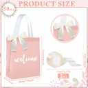 party greeting 50 Pack Non-woven Welcome Gift Bags with Handles Pink Wedding Bags with 2 Rolls of Off-White Ribbon Party Favor Bag Suitable for Parties Birthdays Weddings