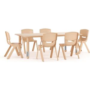 Flash Furniture Kids 47.25x23.6 in Activity Table with 6 Chairs, Natural