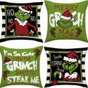 Christmas Pillow Covers 18x18 Set of 4 Throw Pillows Farmhouse Decorations Cushion Case for Home Couch