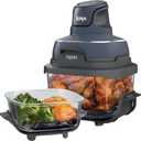 Ninja Crispi 4-in-1 Glass Air Fryer | 450F | Non-Toxic | 4QT & 6-Cup Glass Containers w/Lids | Microwave, Freezer, Dishwasher Safe | Max Crisp, Air Fry, Bake, Recrisp | Cyberspace Gray, FN101GY