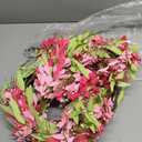 Sggvecsy 21in Artificial Pink Forsythia Wreath Spring Summer Fake Daisy Wreath Handmade Wreath with Daisies Lavender for Gifts Festival Front Door Window Wall Farmhouse Decor