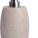 Clasin Home Sandstone Textured Resin Soap Dispenser with Metallic Pump and Waterproof Bottle Labels for Bathroom Kitchen Dish Hand Wash Shower Lotion Shampoo, 12 Oz, Beige