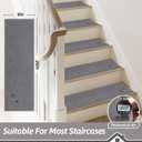 BEQHAUSE Stair Treads for Wooden Steps 28inX9in, Non Slip Carpet Stair Treads Indoor Stair Runners Machine Washable, Soft Stair Rugs Mat Surface Polyester TPE Backing, 15pcs, Grey