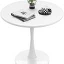 White Round Dining Table for 2 Person, 24 Inch Small Tulip Table with Pedestal for Living Room, Mid Century Modern Kitchen Tables for Office, Bistro, Pub, Bar, Wood Circle Cafe Tables,mesas de comedor