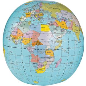 Fun Express Giant Inflatable Globe Beach Ball 33 Inch - Educational World Globe for Kids Classroom Learning | Earth Ball for Outdoor Play, Earth Day Activities & Geography Lessons VBS 2026