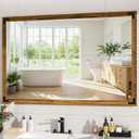 Hasipu Farmhouse Bathroom Mirror, 48"x32" Rustic Wood Framed Wall Mounted Mirror, Walnut Vintage Vanity Mirror Modern Farmhouse Style Decrative Mirrors