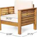 Christopher Knight Home Louver Club Chairs, Teak + Cream, 32.00 inches W x 27.75 inches D x 27.75 inches H