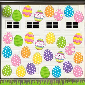 Tellegloww 30 Pcs Happy Easter Garage Door Decorations 4.9 Inch Easter Magnetic Eggs Garage Door Decor Spring Egg Magnetic Refrigerator Car Stickers for Easters Spring Refrigerator Outdoor Decor
