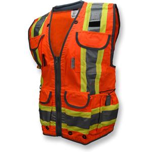 Radians SV55 Class 2 Heavy Woven Two Tone Engineer Vest with Padded Neck to Support Extra Weight in Cargo Pockets (3X-Large, Orange)