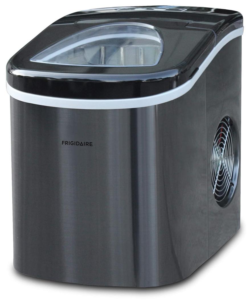 Frigidaire Countertop Portable, 26 lb per Day Bullet Ice Maker Machine (Black Stainless Steel)