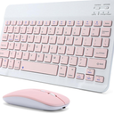 Rechargeable Bluetooth Keyboard and Mouse Combo for iPad, UltraSlim Portable Wireless Mouse Keyboard for iPad Pro Air Mini iPhone Samsung Tablet Cell Phone Android, iPadOS/iOS 13 and Above (Pink)