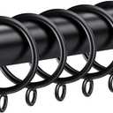 30 PCS Curtain Rings, 1.5 Inch Curtain Rings Metal Drapery Ring for Curtain Rods Black