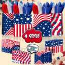 JOYGATHER 24 Pcs Patriotic Party Favors Bags with 24 Tissue Paper, USA American Flag Gift Goodie Kraft Paper Bags for 4th Of July Independence Day Veterans Day Memorial Day Birthday Party