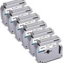 6-Pack M-K231 MK231 M231 Compatible with Brother Label Maker Tape M-K231 MK231s 12mm 0.47 Ptouch M Tape 1/2' for PTM95 PT-M95 PT-65 PT-85 PT-90 PT-70 PT-80 (Black on White)