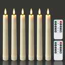 Homemory 6.7 Inches Flameless Taper Candles with Remote Timer Dimmer, Led Flameless Candlesticks Short Taper Candles, Flickering Battery Operated Candlesticks for Xmas Wedding Home Decor, White, 6 Pcs