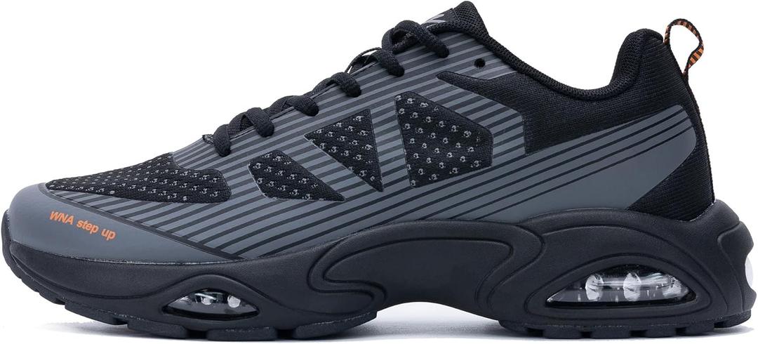 PERSOUL Mens Running Shoes Tennis Sneakers Breathable Athletic Gym Jogging Outdoor Shoes US 7-13 (9, Blackorange)