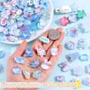 100Pcs Blue Slime Charms Assorted Cute Jelly Embellishments Bulk, Random Kawaii Accessories, Flatback Ornament Resin Charms for Phone Junk Cases,Hairpins Scrapbooking Crafting & DIY Decoration