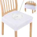 Smiry Waterproof Seat Covers for Dining Room Chairs Set of 4, Stretch Jacquard Removable Washable Chair Seat Slipcovers Protector, No Rear Covers, White
